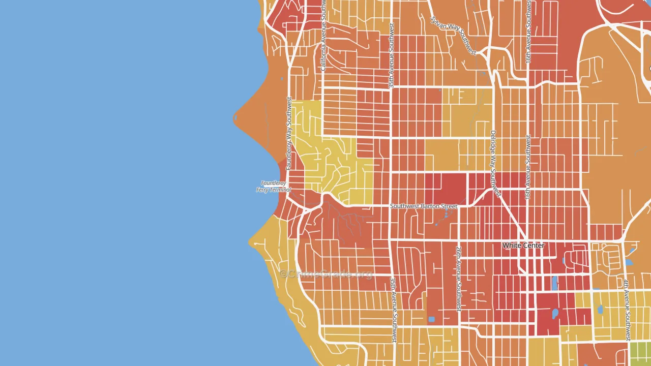 Fauntleroy, Seattle, WA Map of Robbery Rates