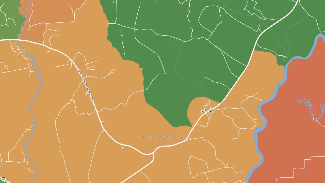 Fawil, TX Map of Robbery Rates