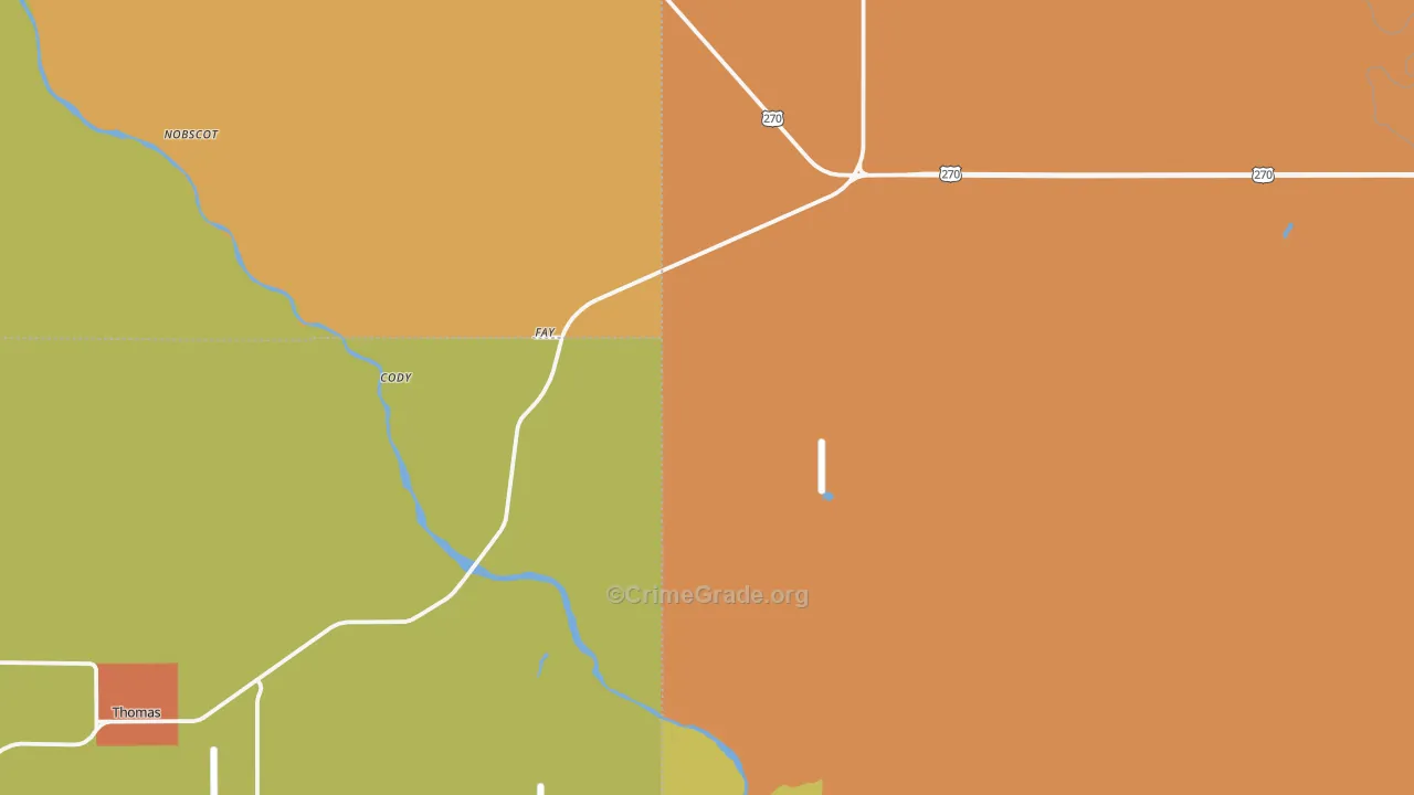 Fay, OK Map of Robbery Rates