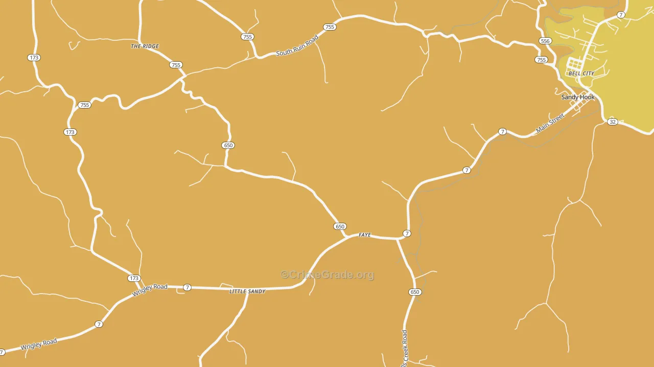 Faye, KY Map of Robbery Rates