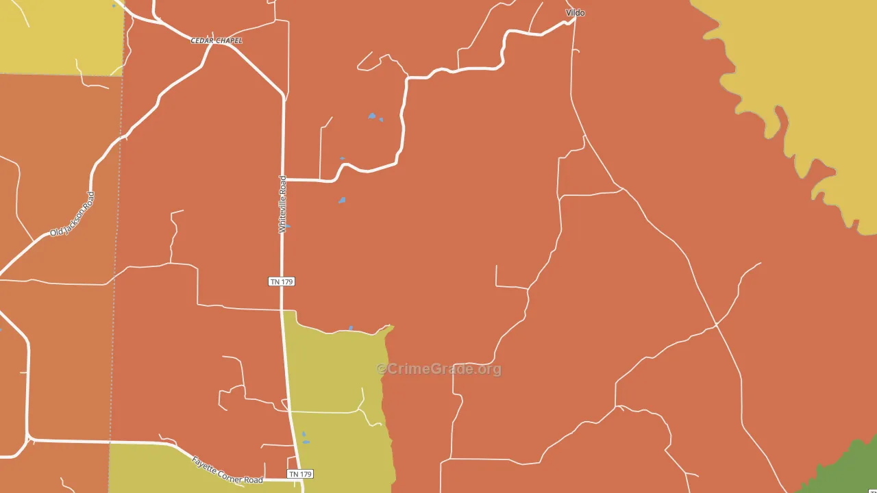 Fayette Corners, TN Map of Robbery Rates