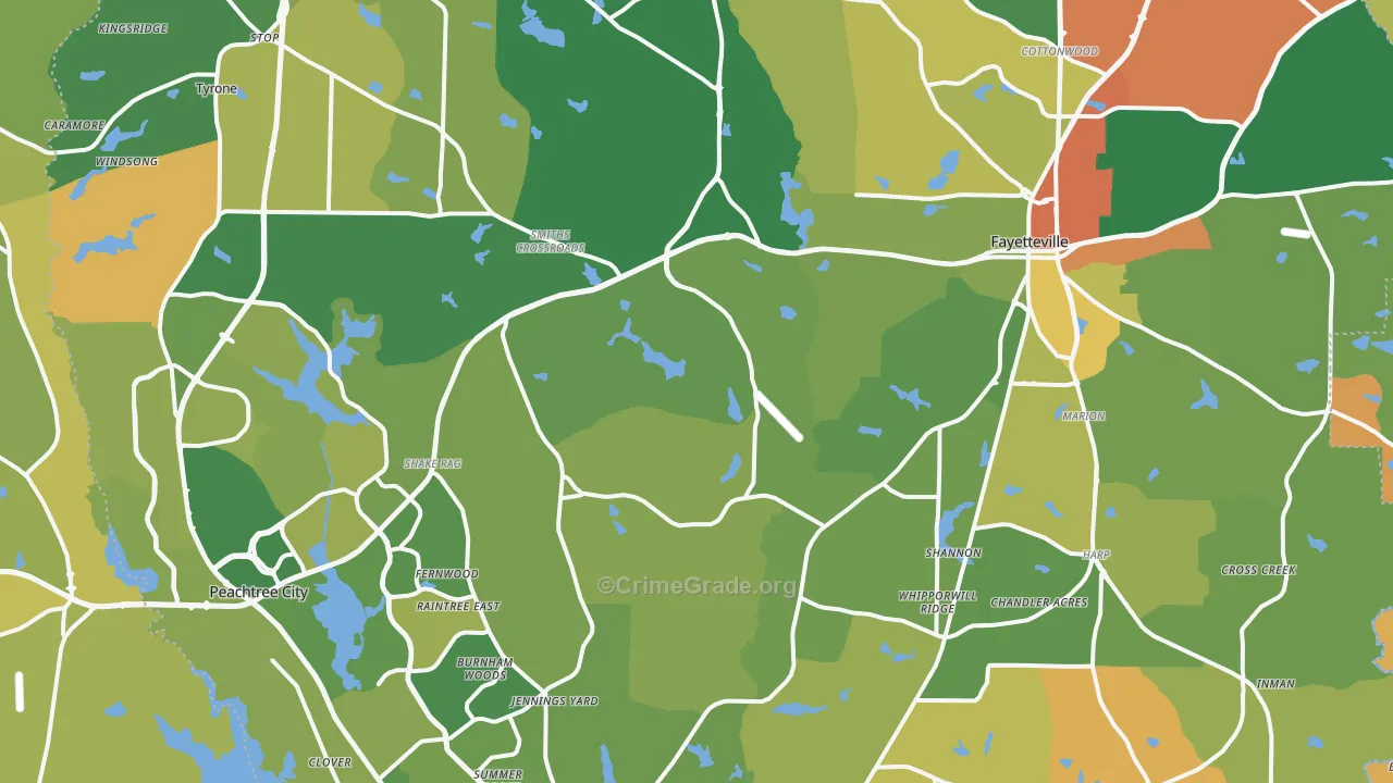 Fayette County, GA Map of Robbery Rates