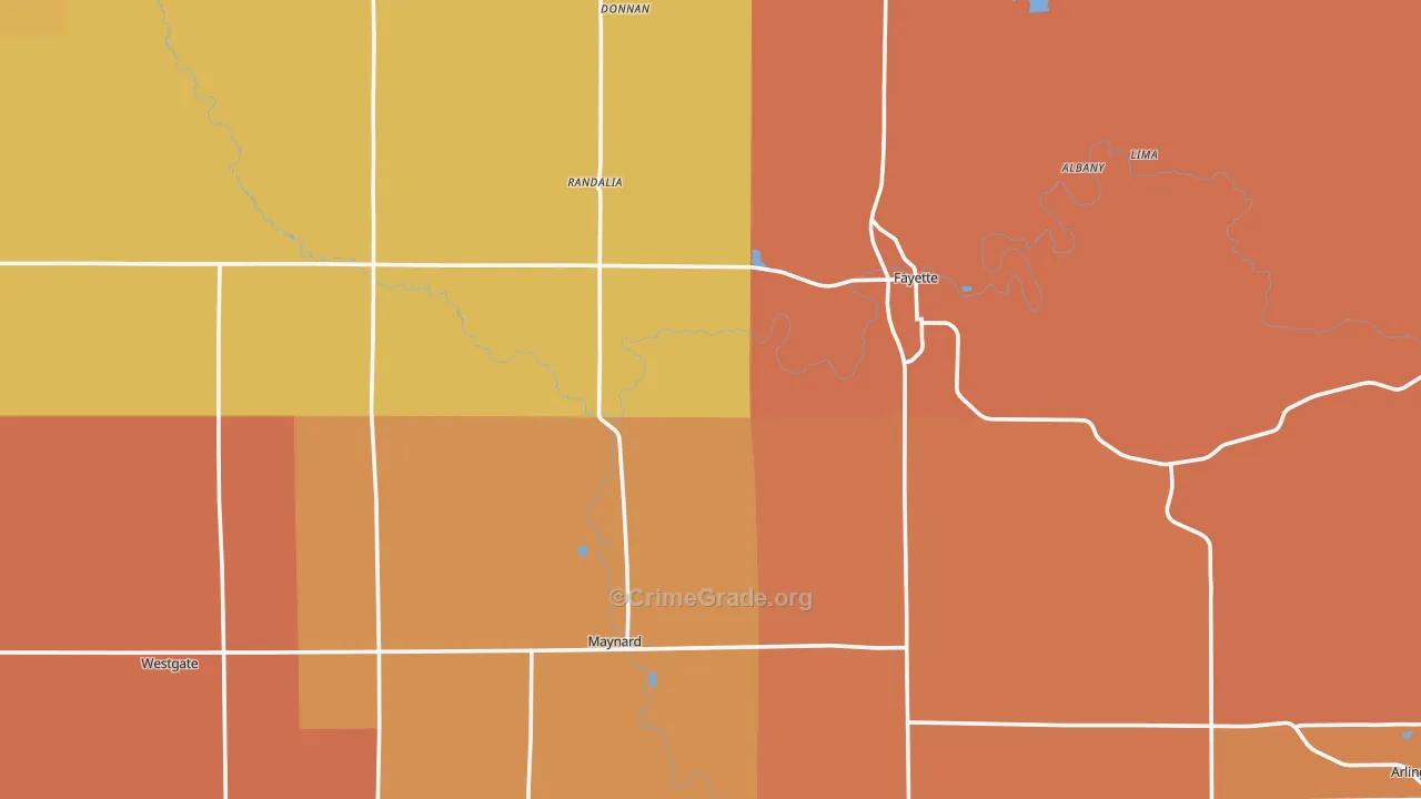 Fayette County, IA Map of Robbery Rates