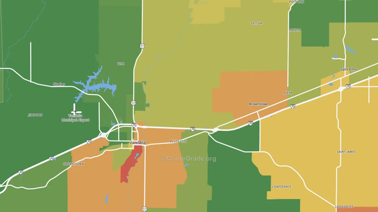 Fayette County, IL Map of Robbery Rates