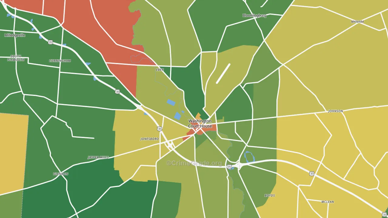 Fayette County, OH Map of Robbery Rates