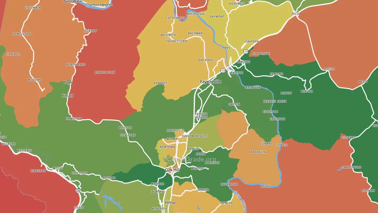 Fayette County, WV Map of Robbery Rates