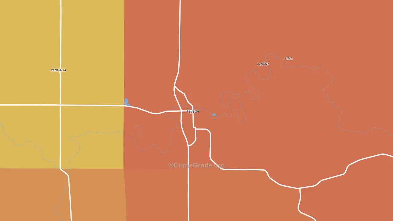 Fayette, IA Map of Robbery Rates