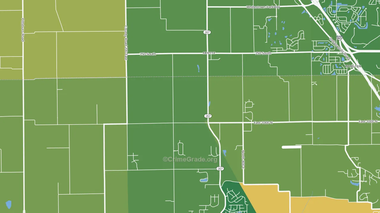 Fayette, IN Map of Robbery Rates