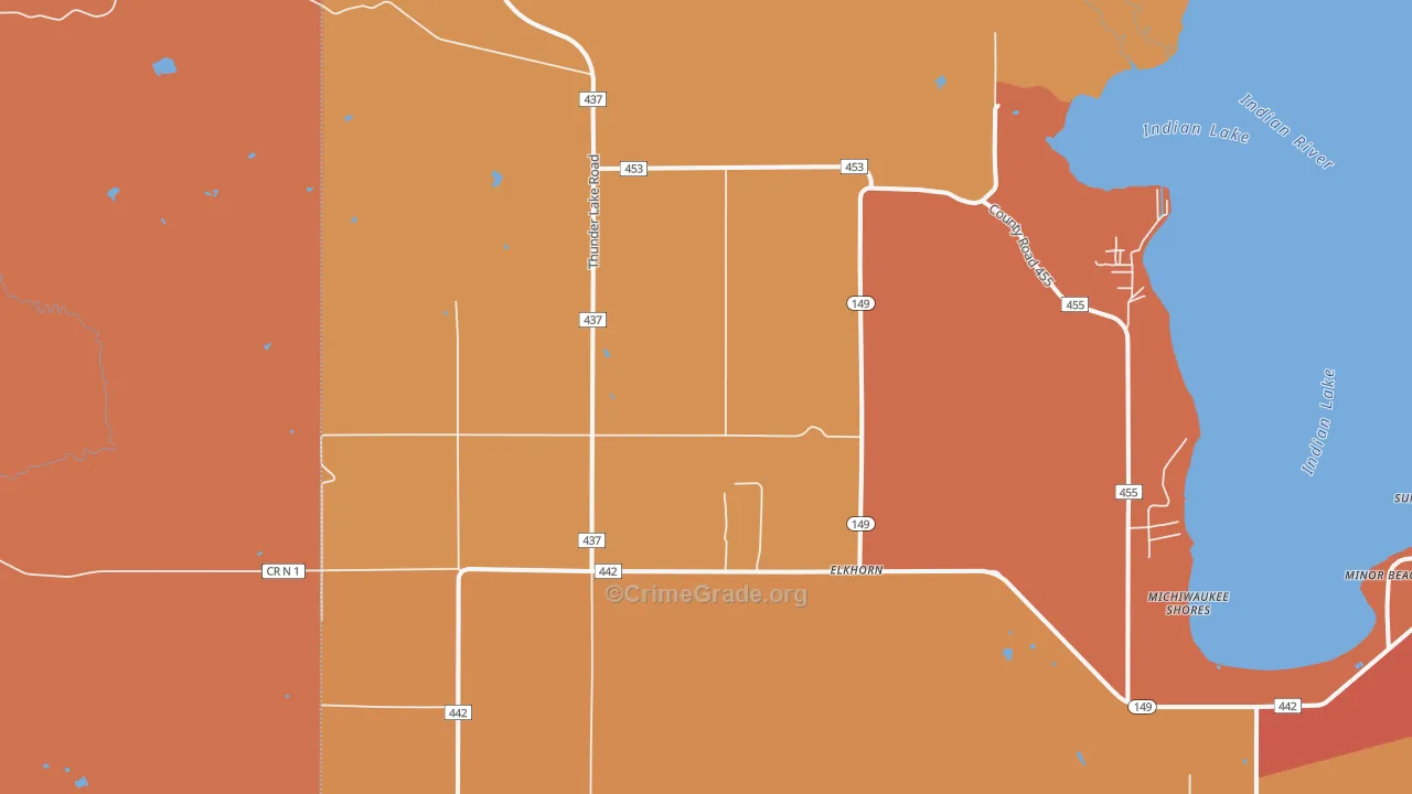 Fayette, MI Map of Robbery Rates