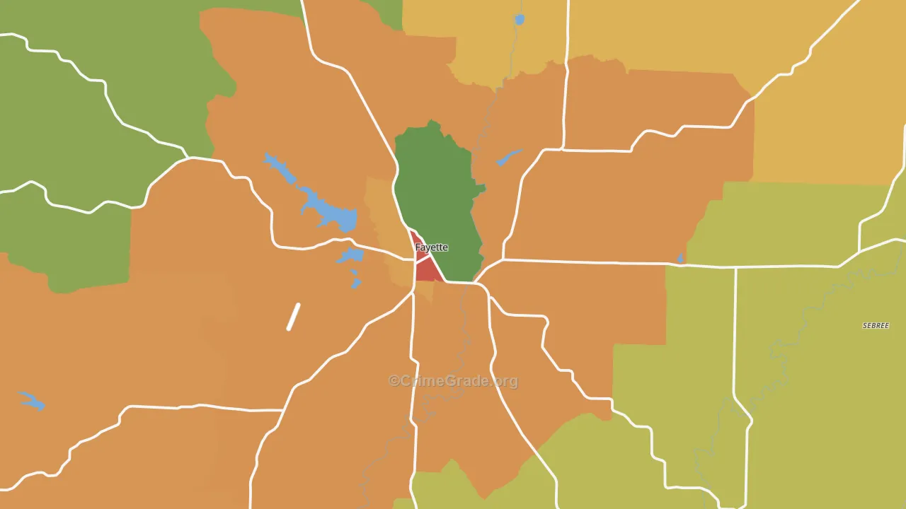 Fayette, MO Map of Robbery Rates