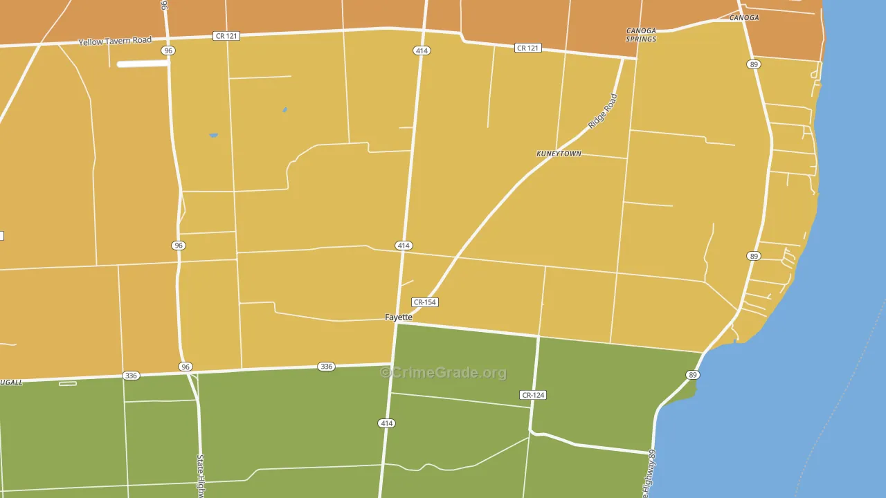 Fayette, NY Map of Robbery Rates