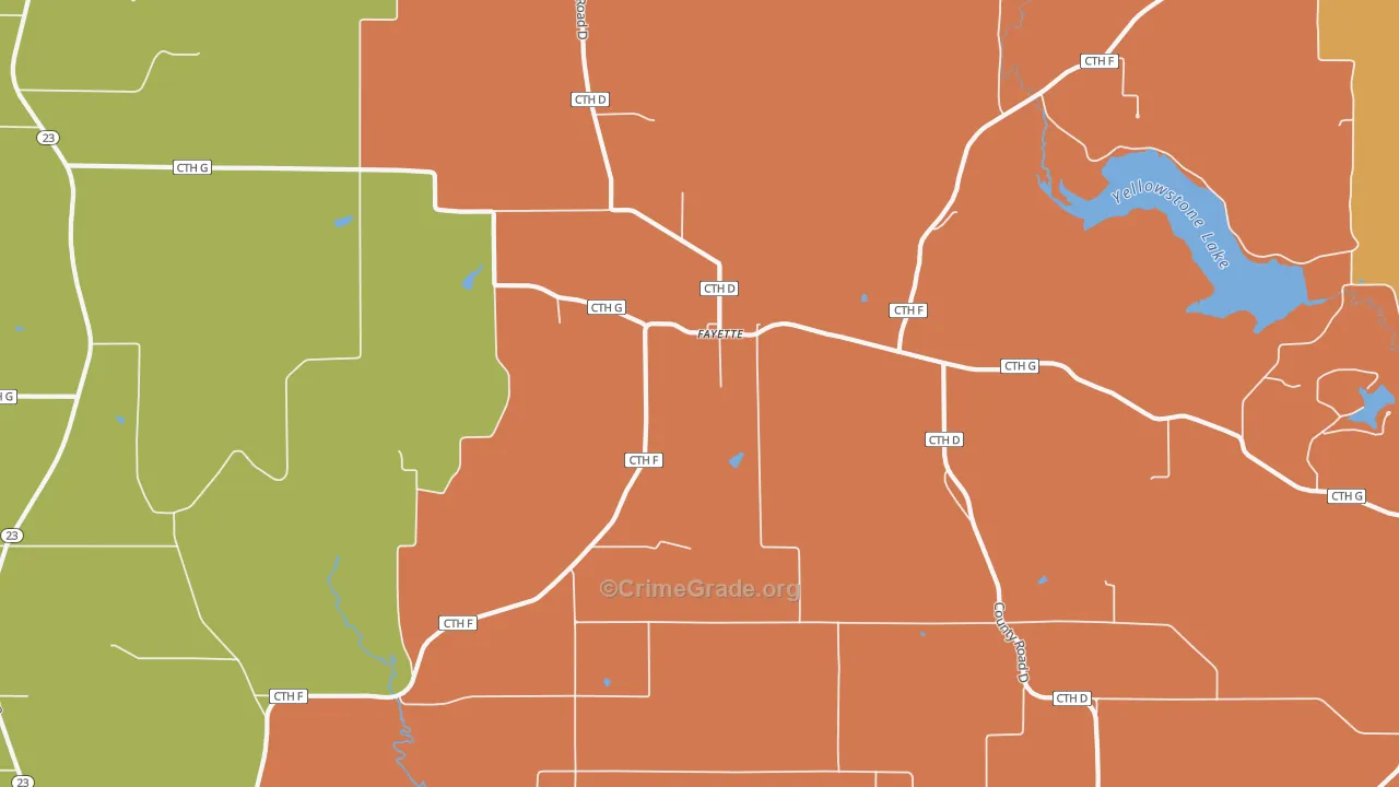 Fayette, WI Map of Robbery Rates