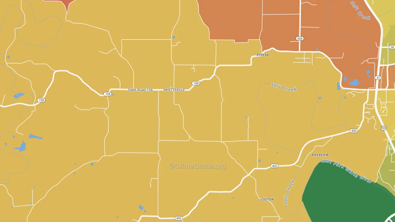 Fayetteville, IN Map of Robbery Rates