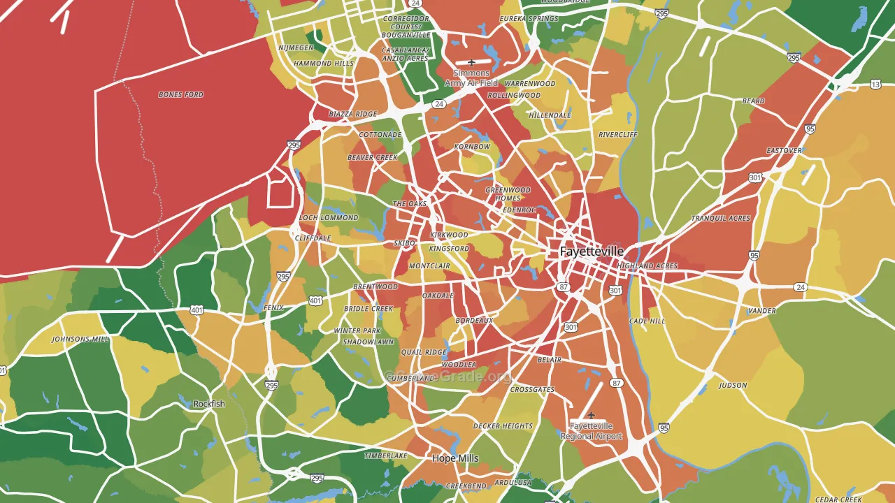 Fayetteville, NC Map of Robbery Rates
