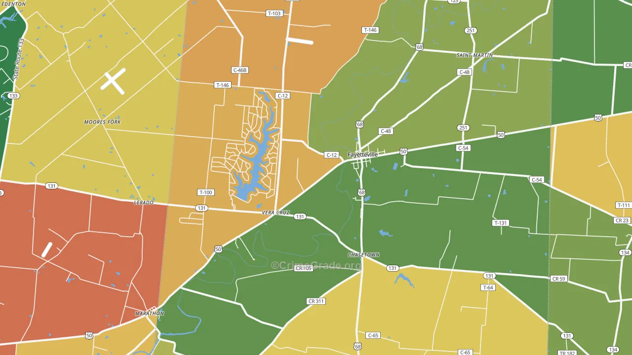 Fayetteville, OH Map of Robbery Rates