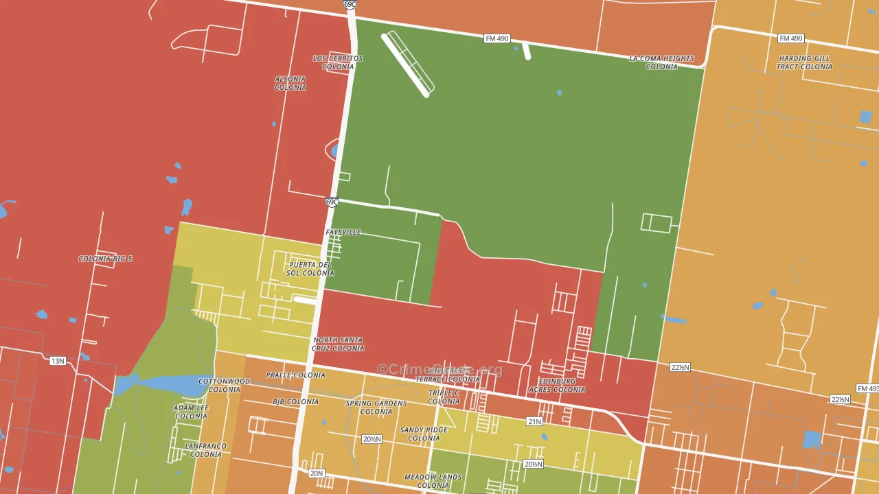 Faysville, TX Map of Robbery Rates