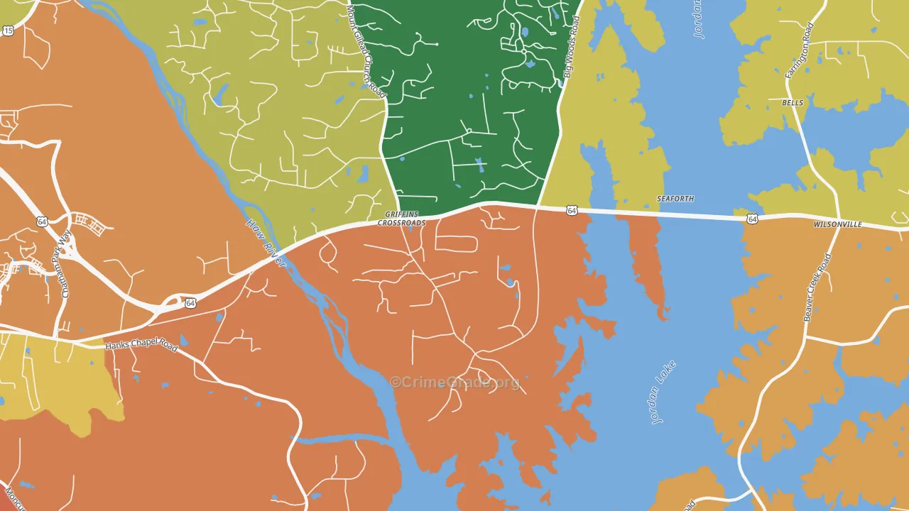 Fearrington, NC Map of Robbery Rates