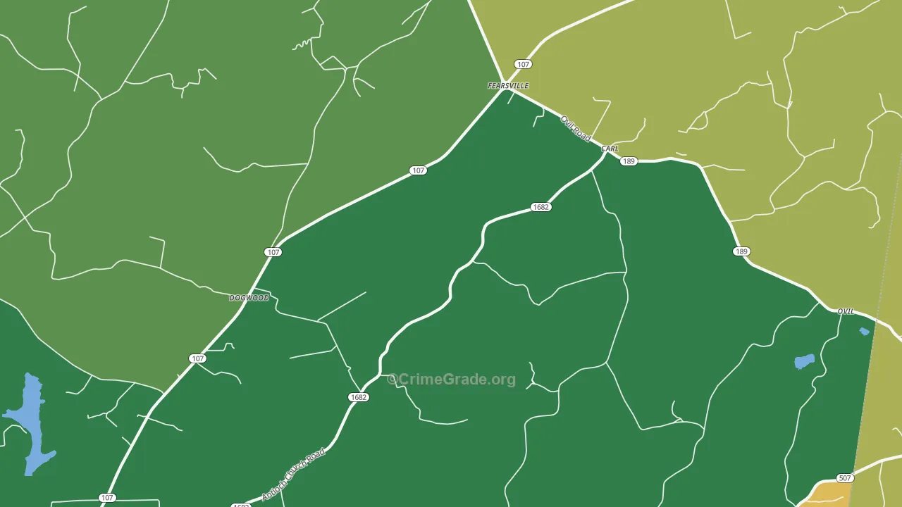 Fearsville, KY Map of Robbery Rates