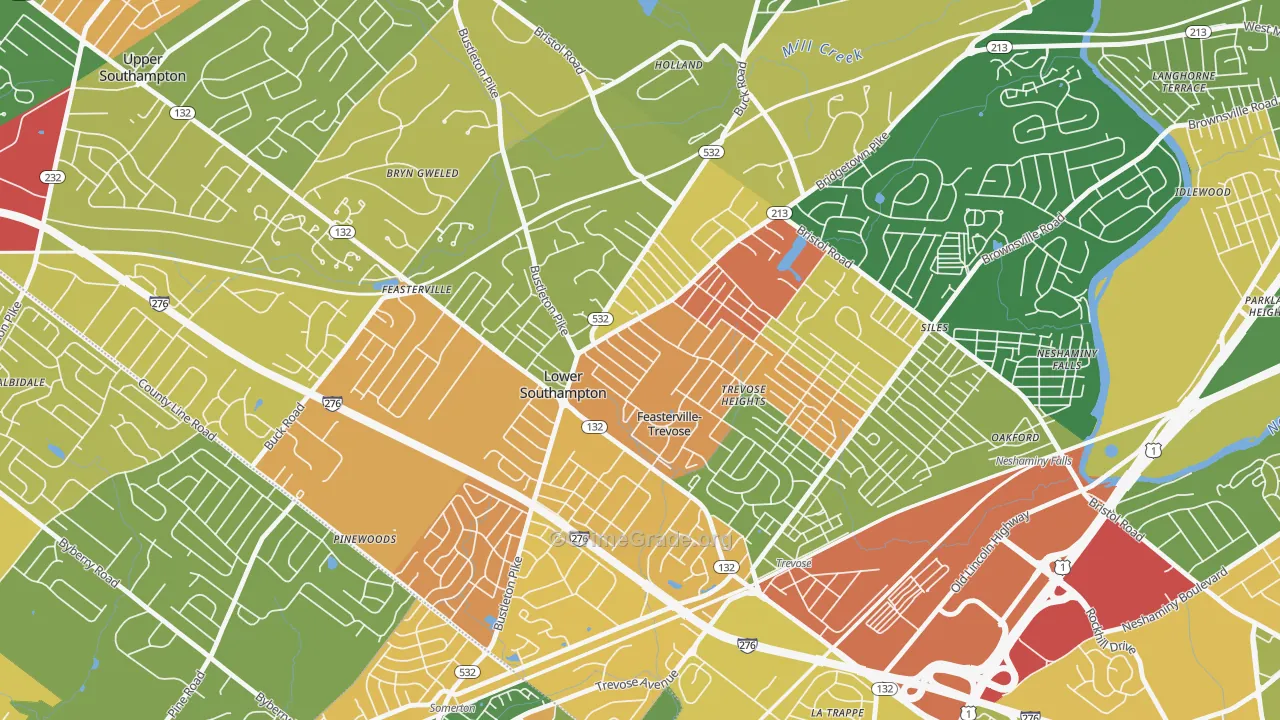 Feasterville, Feasterville-Trevose, PA Map of Robbery Rates