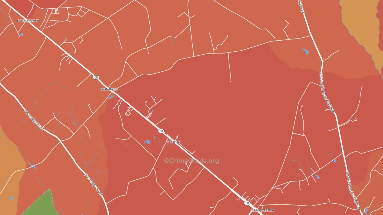 Fechtig, SC Map of Robbery Rates