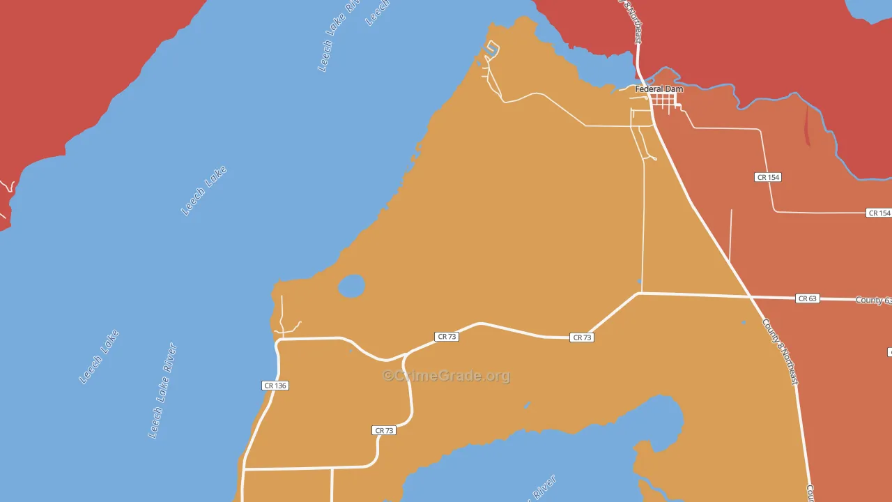 Federal Dam, MN Map of Robbery Rates