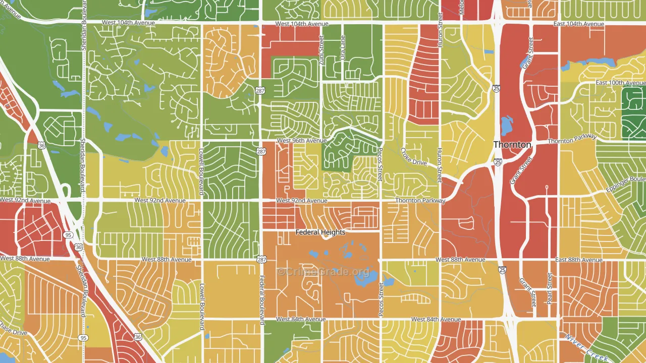 Federal Heights, CO Map of Robbery Rates