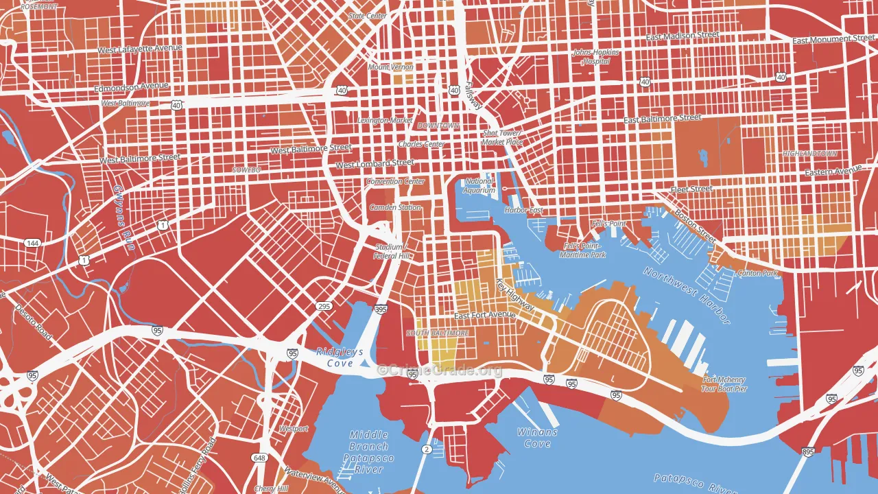 Federal Hill-Montgomery, Baltimore, MD Map of Robbery Rates