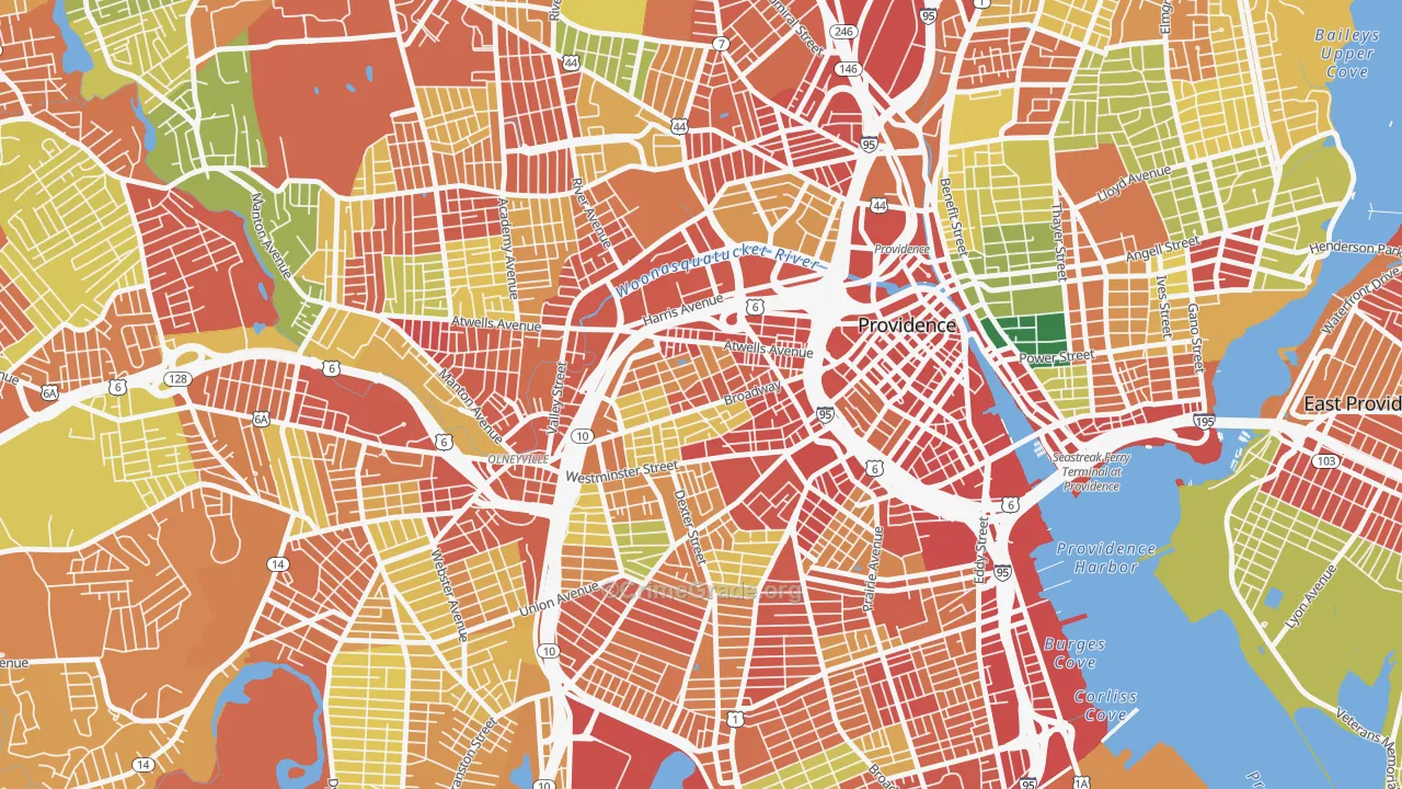 Federal Hill, Providence, RI Map of Robbery Rates
