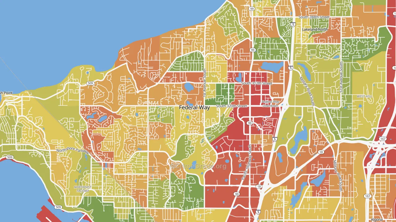 Federal Way, WA Map of Robbery Rates