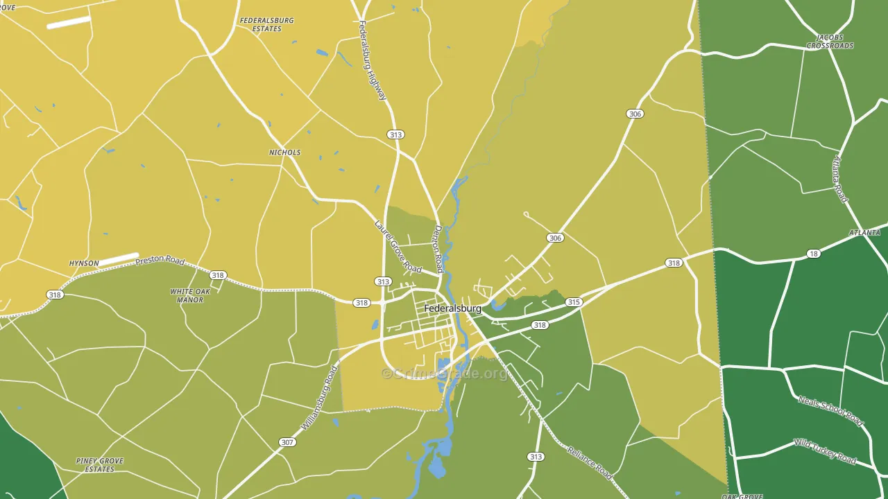 Federalsburg, MD Map of Robbery Rates
