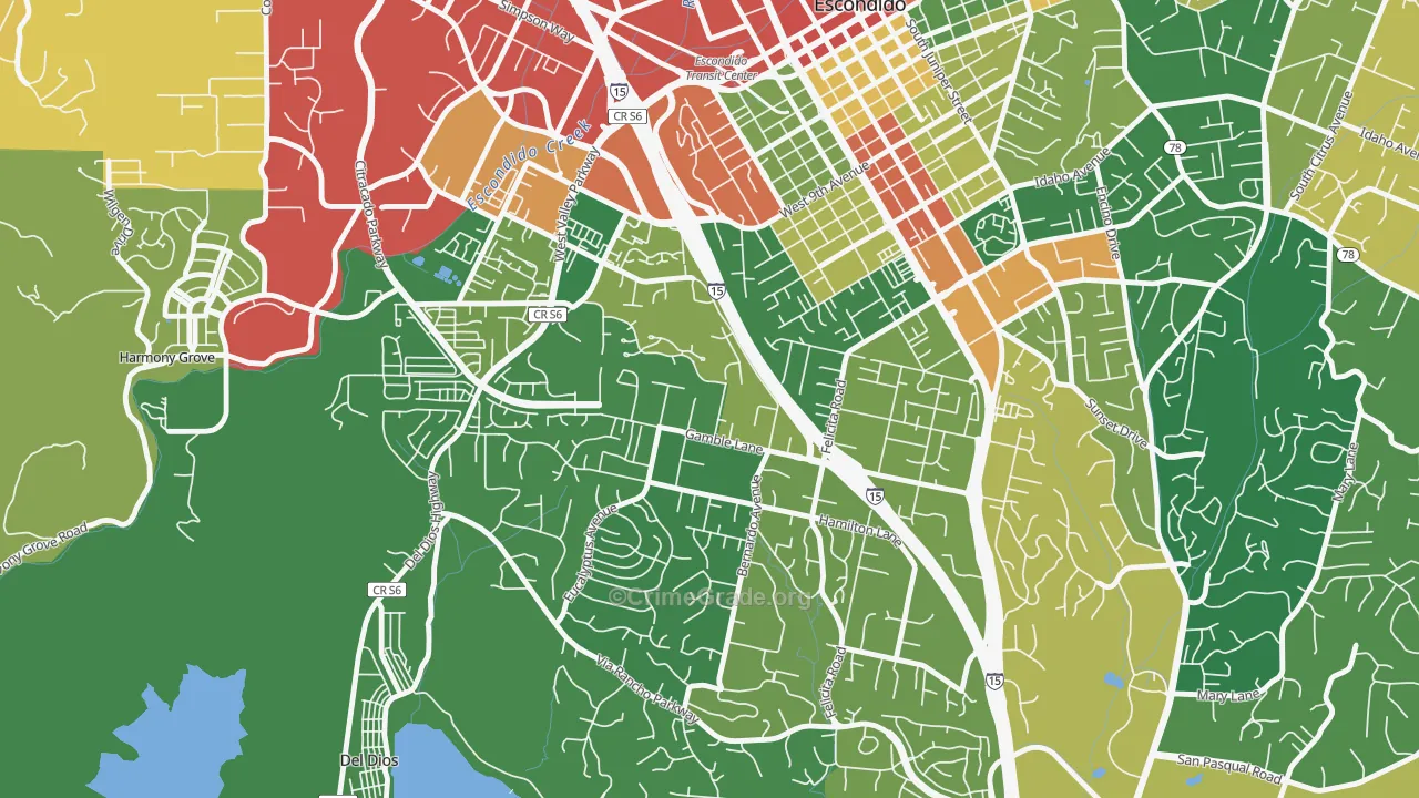 Felicita, Escondido, CA Map of Robbery Rates