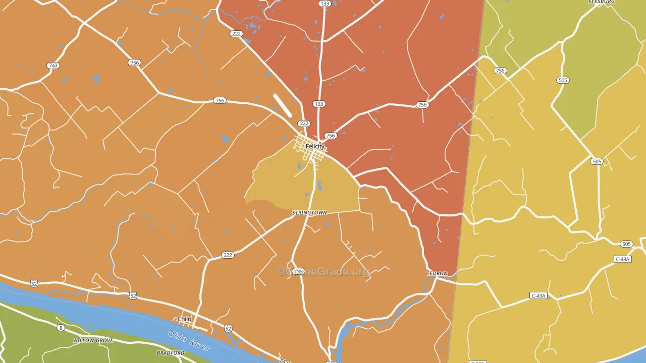 Felicity, OH Map of Robbery Rates
