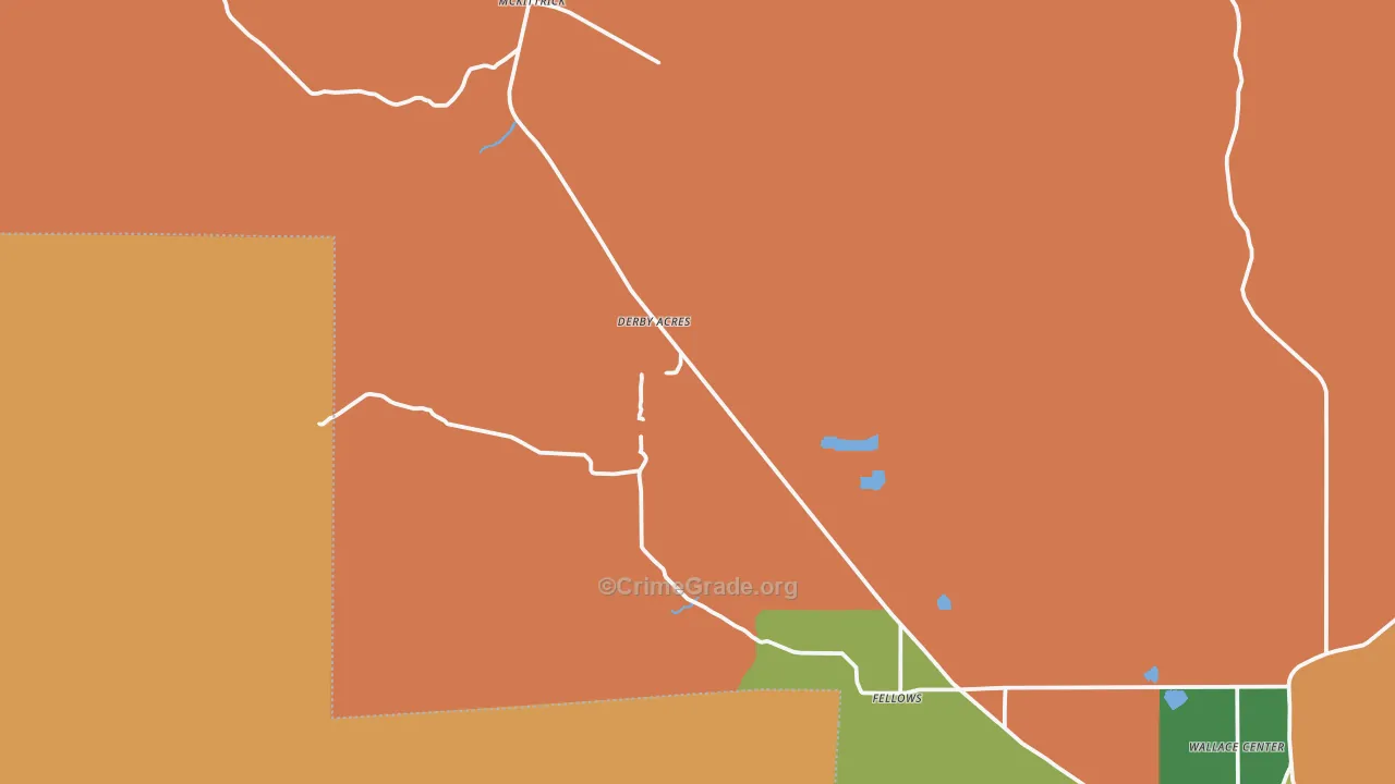 Fellows, CA Map of Robbery Rates