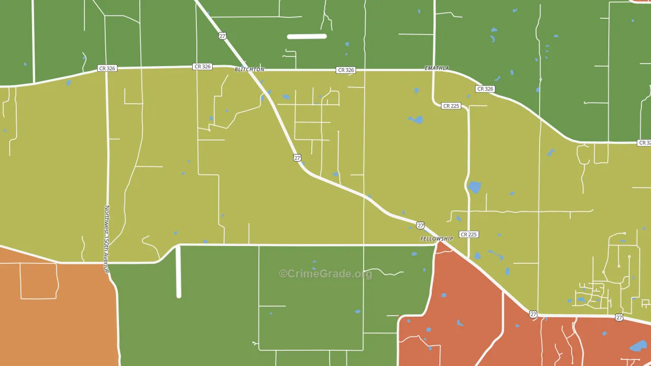 Fellowship, FL Map of Robbery Rates