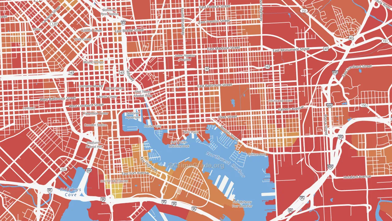 Fells Point, Baltimore, MD Map of Robbery Rates