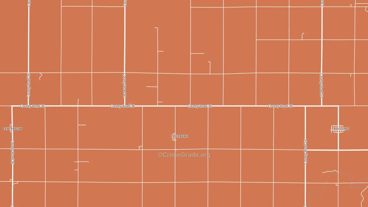 Fellsburg, KS Map of Robbery Rates