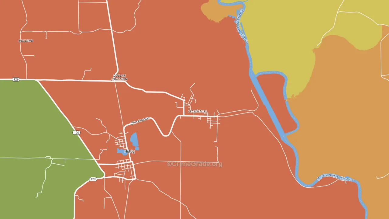 Felsenthal, AR Map of Robbery Rates