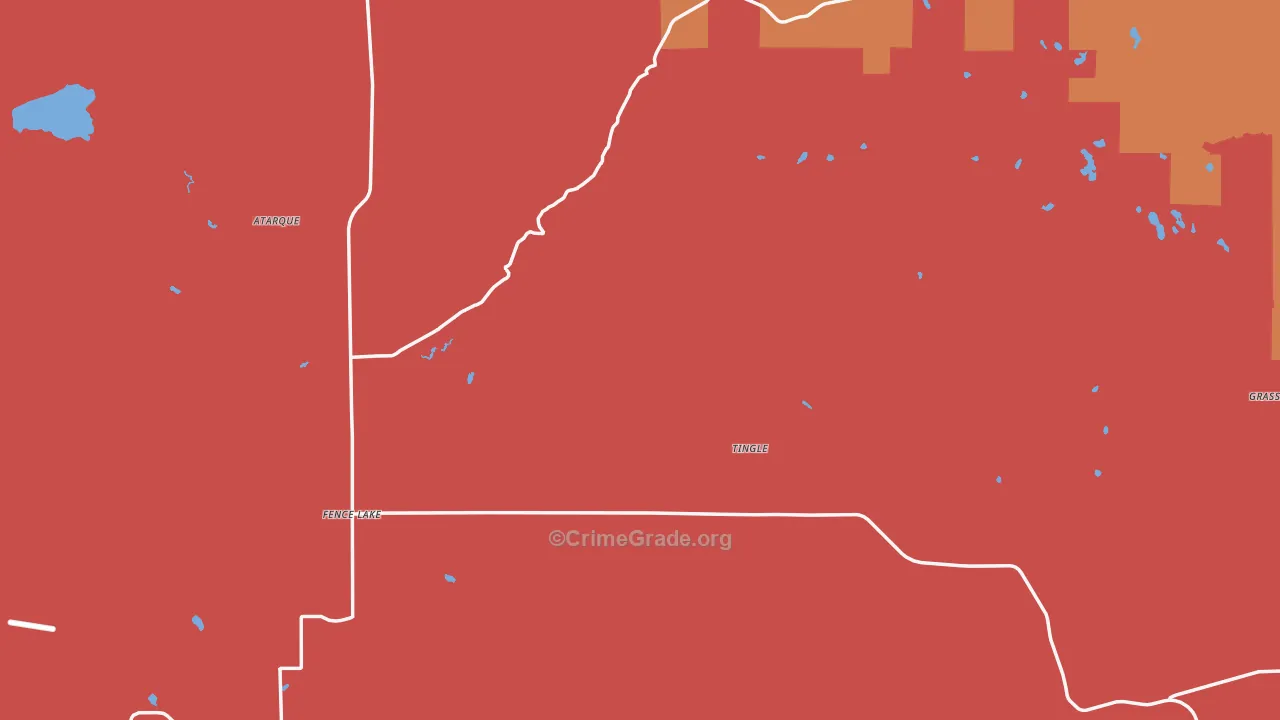 Fence Lake, NM Map of Robbery Rates