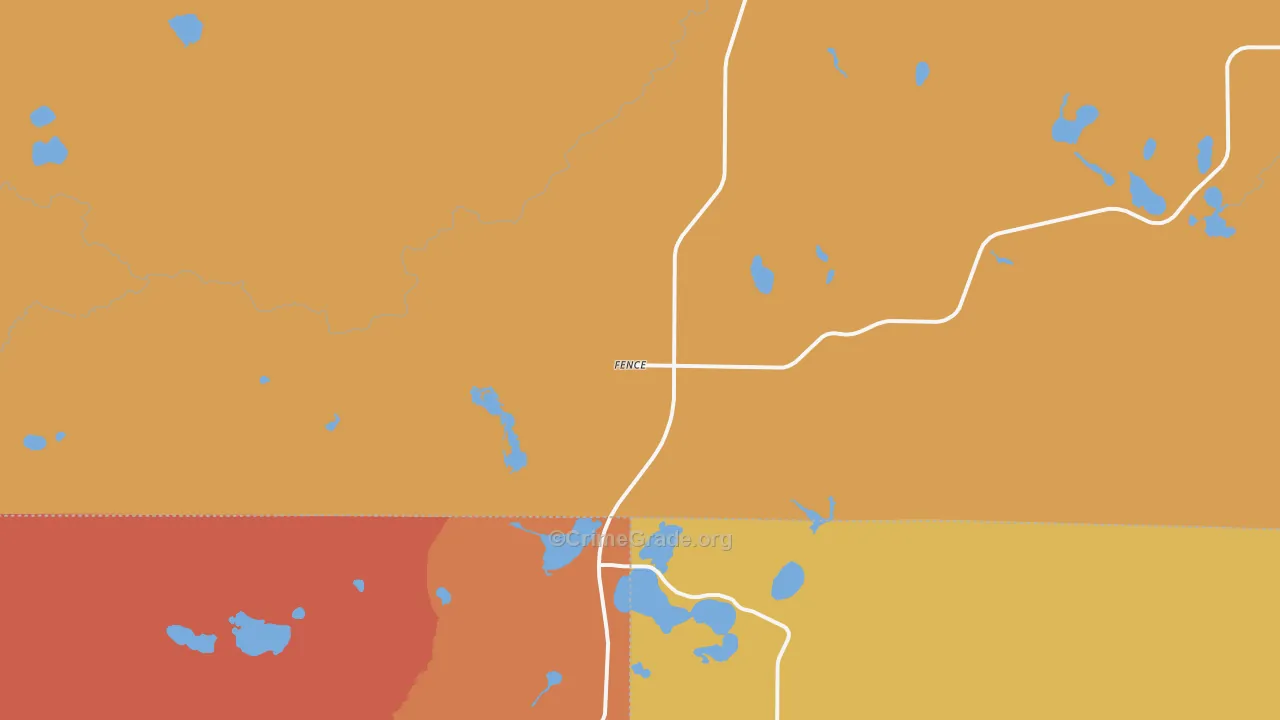 Fence, WI Map of Robbery Rates