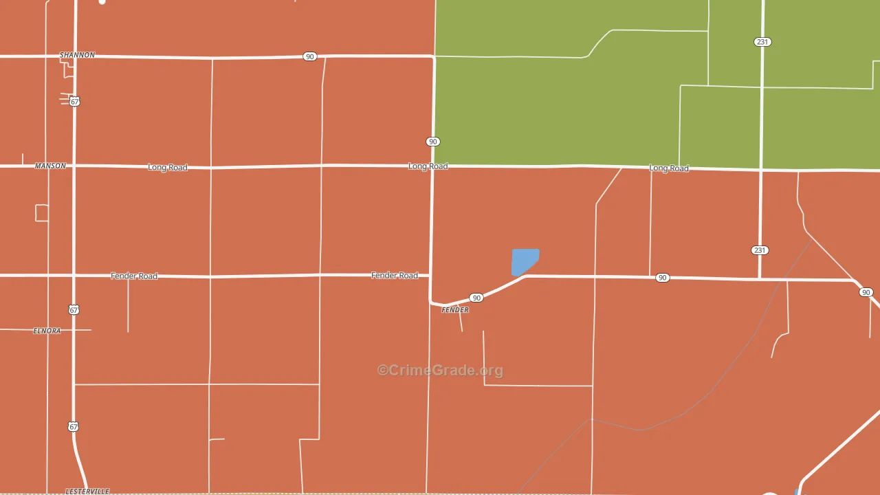 Fender, AR Map of Robbery Rates