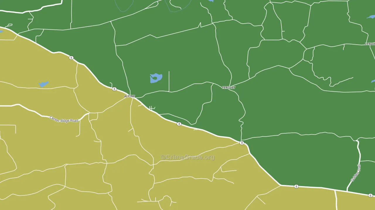 Fendley, AR Map of Robbery Rates