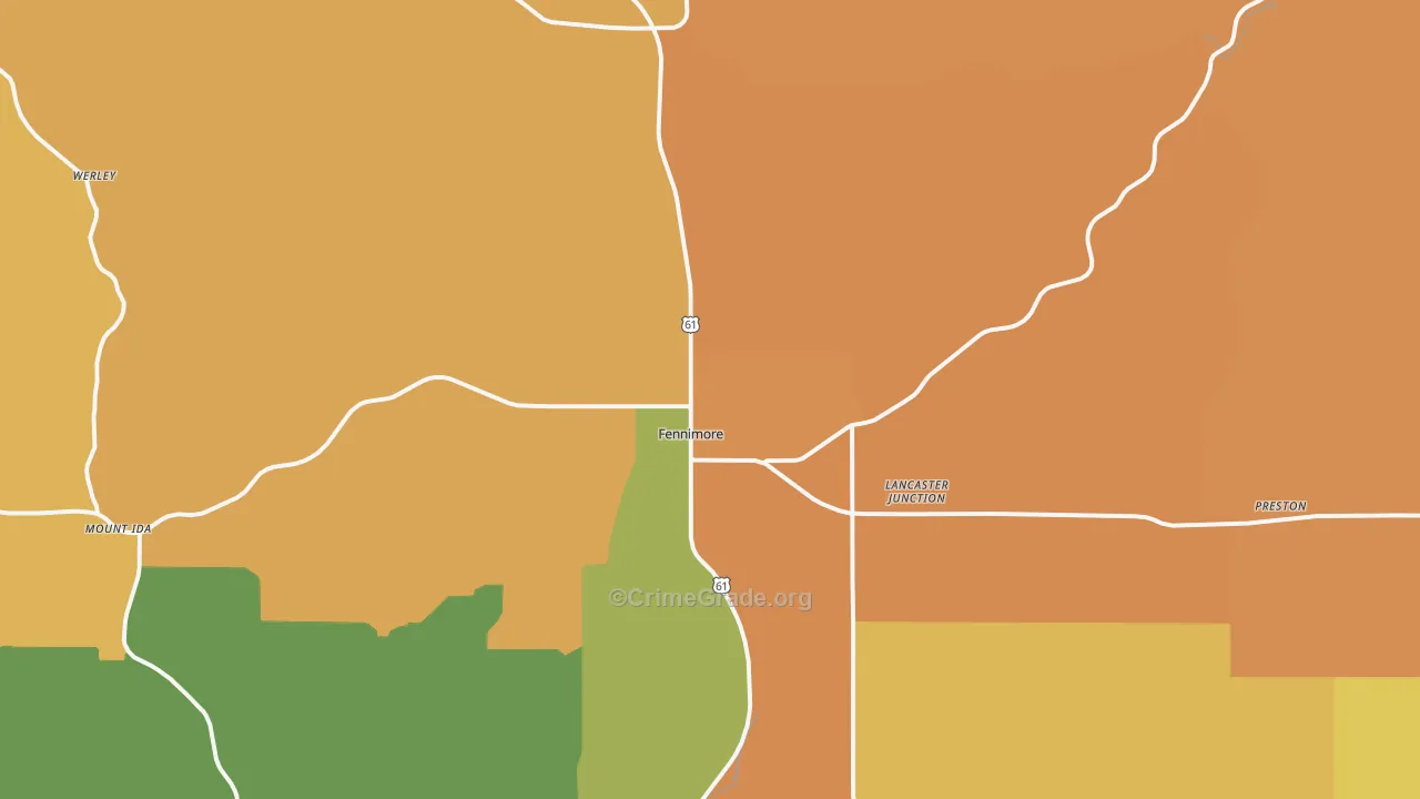 Fennimore, WI Map of Robbery Rates