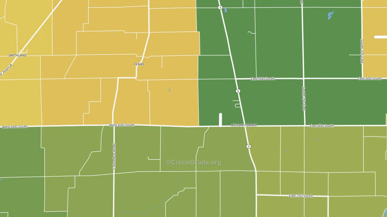 Fenns, IN Map of Robbery Rates