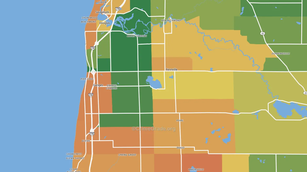 Fennville, MI Map of Robbery Rates