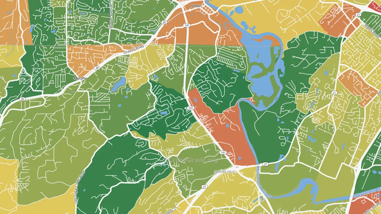 Fenton Area, Fenton, MO Map of Robbery Rates