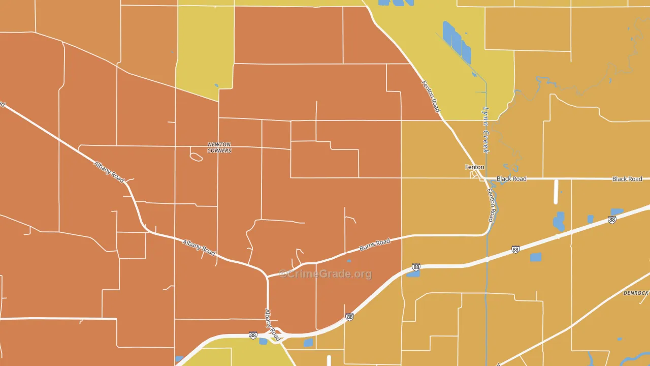 Fenton, IL Map of Robbery Rates