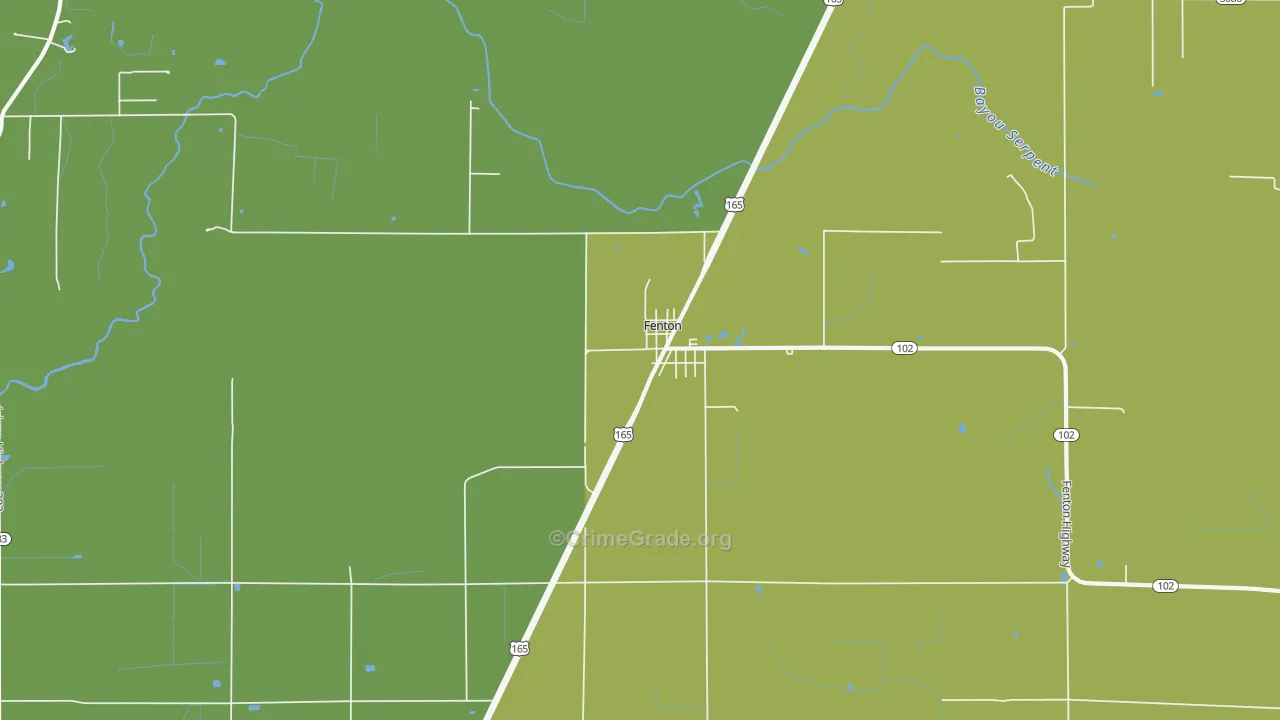 Fenton, LA Map of Robbery Rates