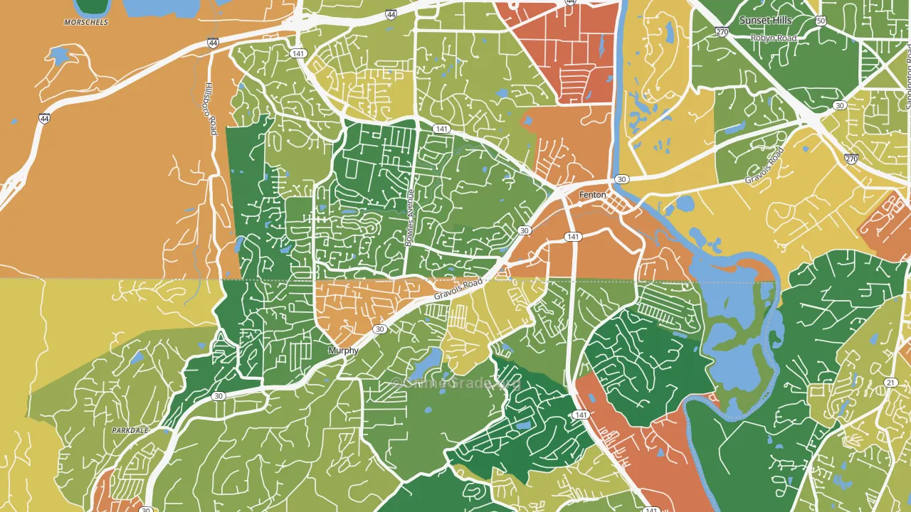 Fenton, MO Map of Robbery Rates