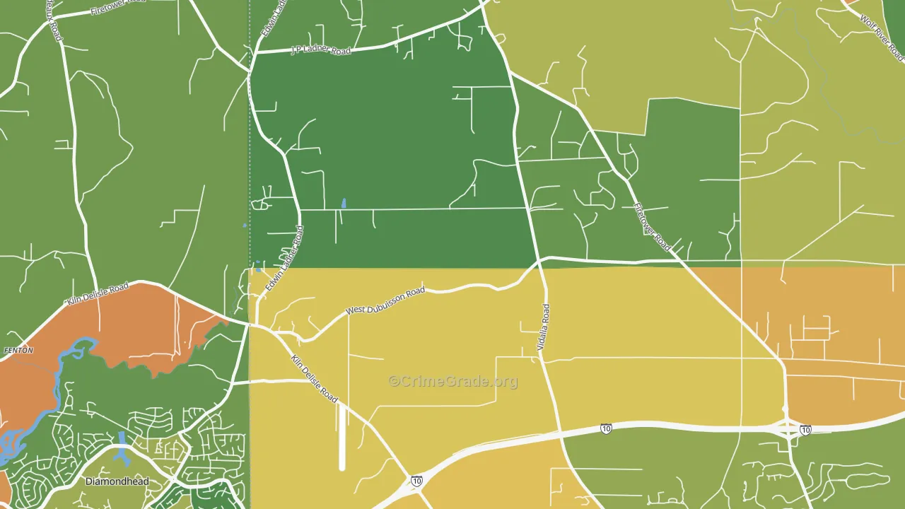 Fenton, MS Map of Robbery Rates