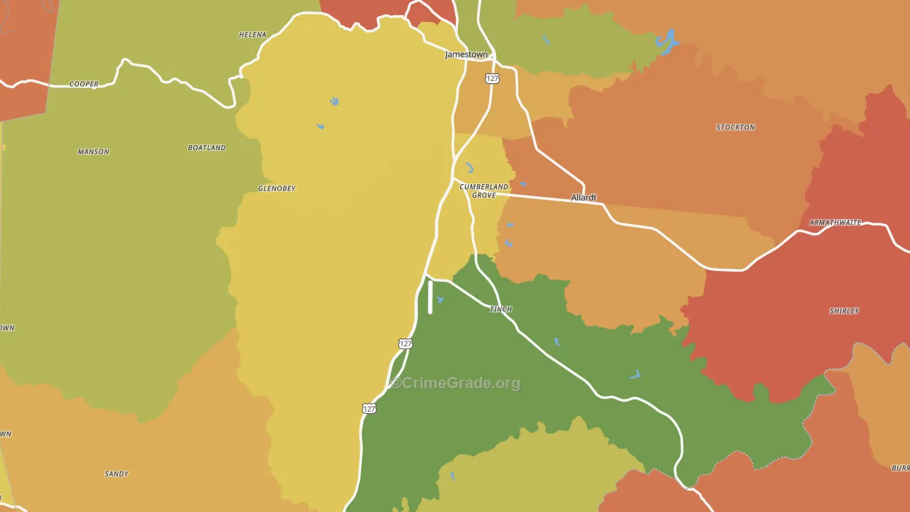 Fentress County, TN Map of Robbery Rates